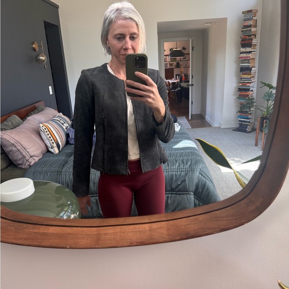 Calvin Klein Charcoal Grey Suede Blazer Size 2 - Picture 10 of 10